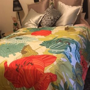 Colorful flowers king size duvet cover